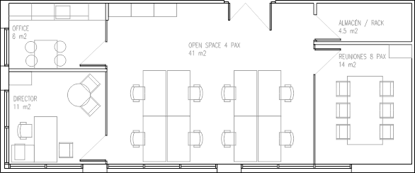Plano de oficina para 9 o 10 puestos de trabajo